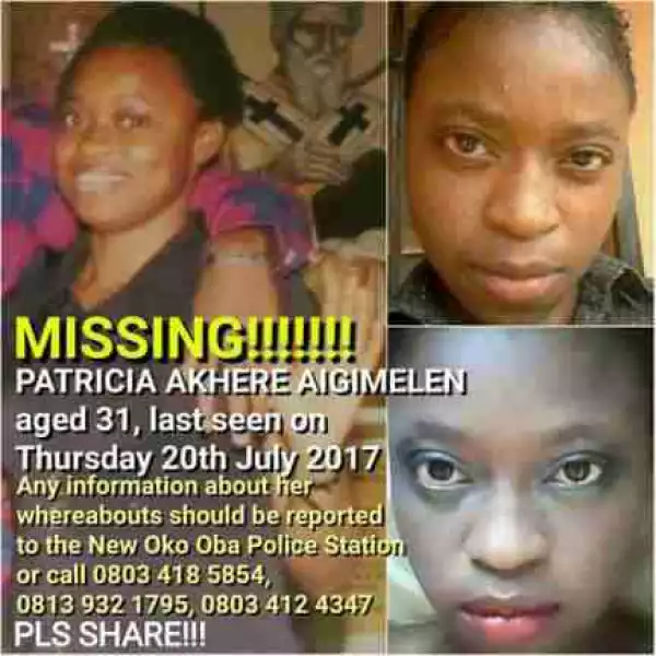 31-year-old Lady Declared Missing In Agege Area Of Lagos